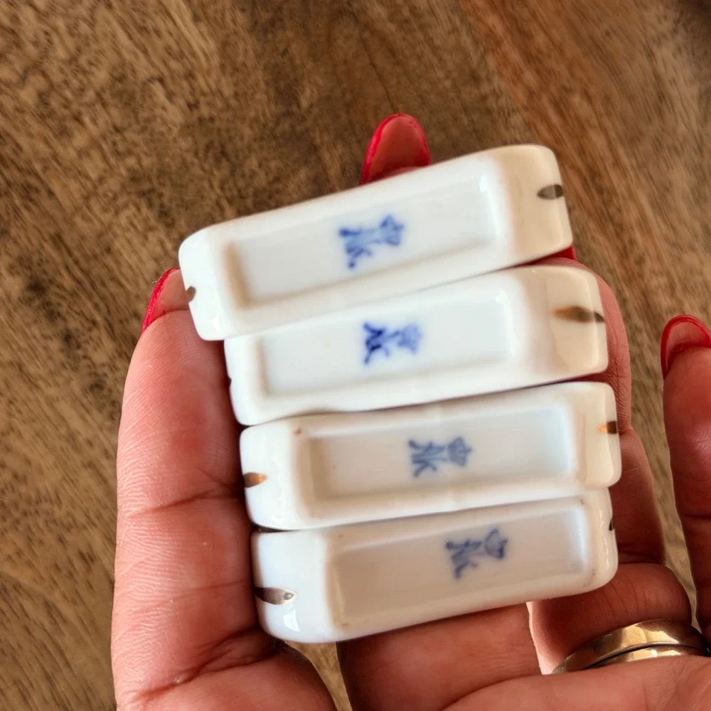 AK Kaiser Porcelain Napkin Rings Set of‎ 4 Pink Rose Floral West Germany Vintage